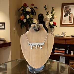 Stainless Steel Vintage Mecanno Erector Set and Rhinestone Necklace 16.5”